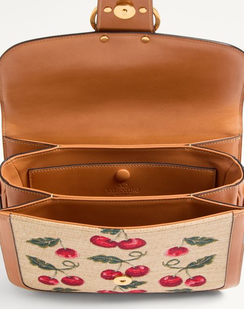 Valentino Garavani - Valentino Garavani 9to5 Shoulder Bag In Jacquard Raffia With Cherryfic Motif - Natural/red - Woman - Shoulder Bags
